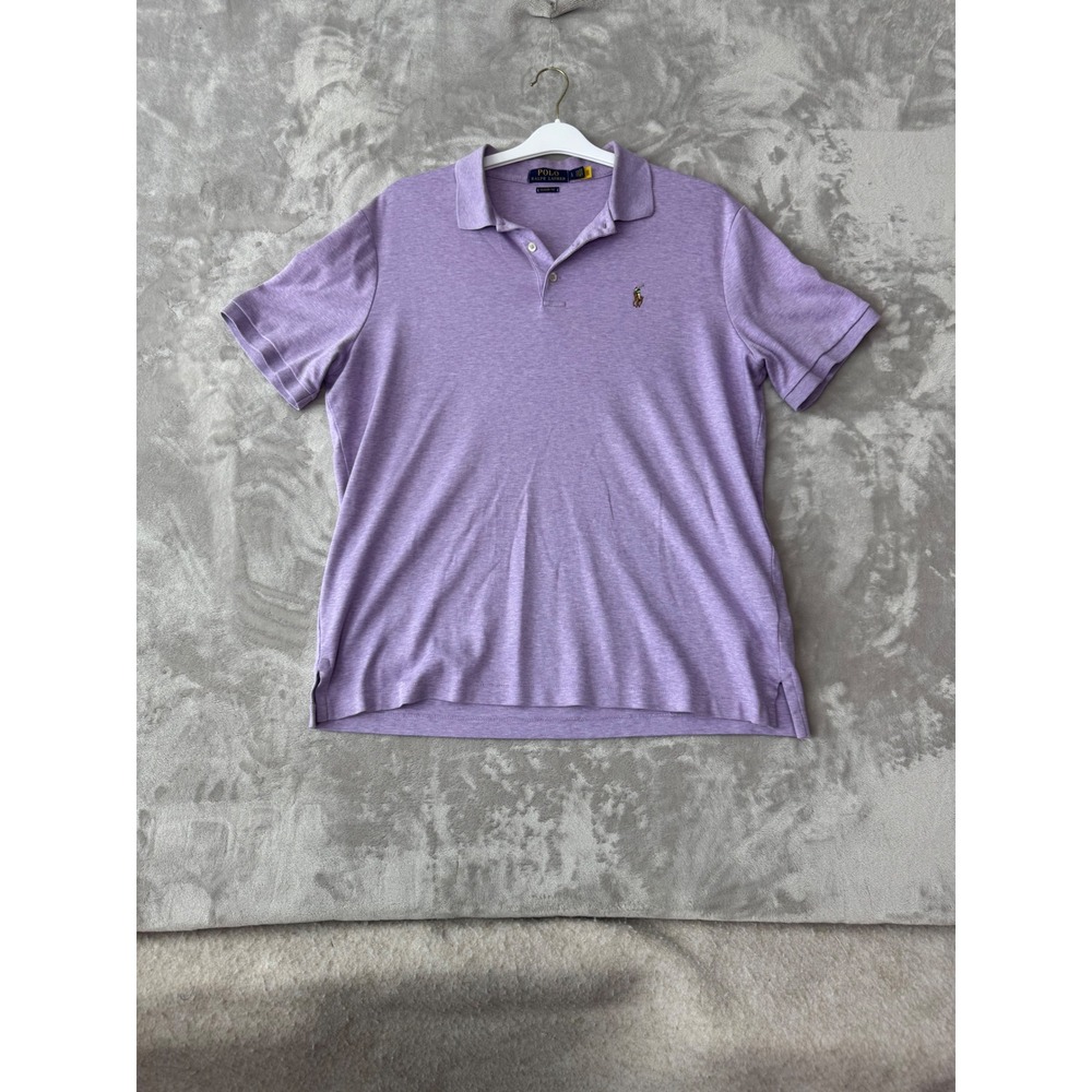 Polo Ralph Lauren Mens Large Classic Fit Short Sleeve Purple Polo Shirt
